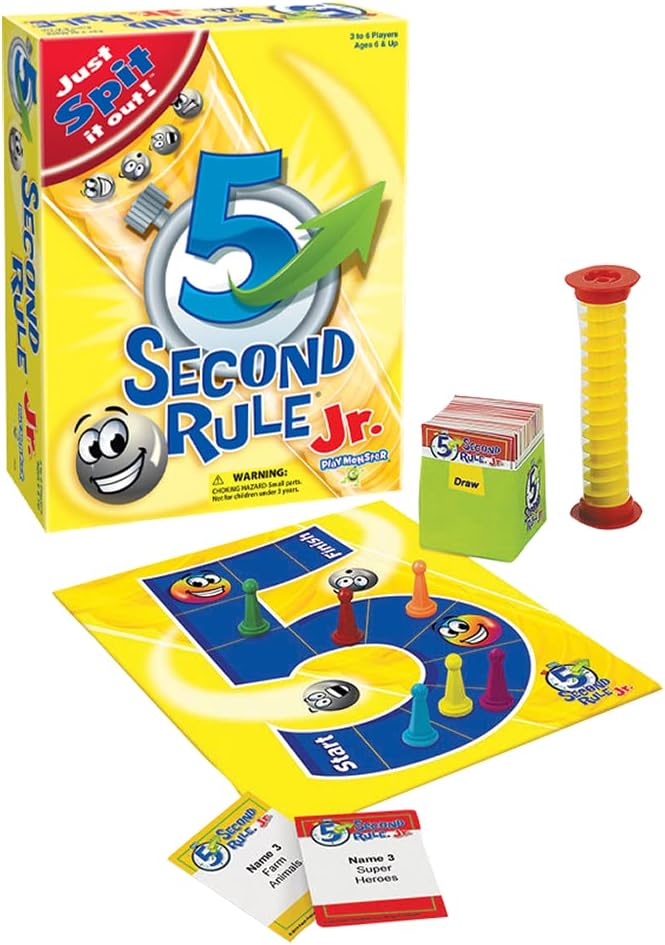 5 Second Rule Jr. — Board Game — Just Spit It Out — Competitive Family-Friendly Game — For Ages 6+ — 3+ Players