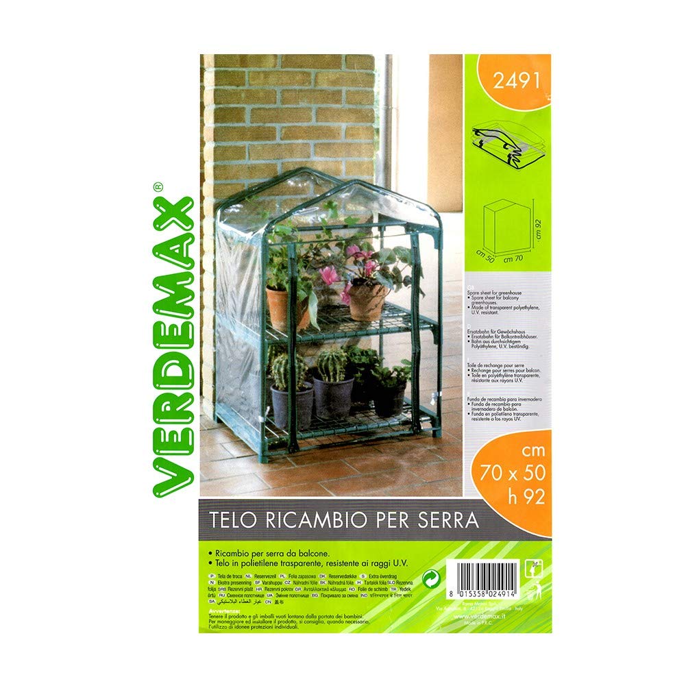 Custodia Di Ricambio Per Serra Bricomed 2488 | Copertura Per Serra Azalea A 2 Ripiani, 70x50x98 Cm | Materiali Di Alta Qualità