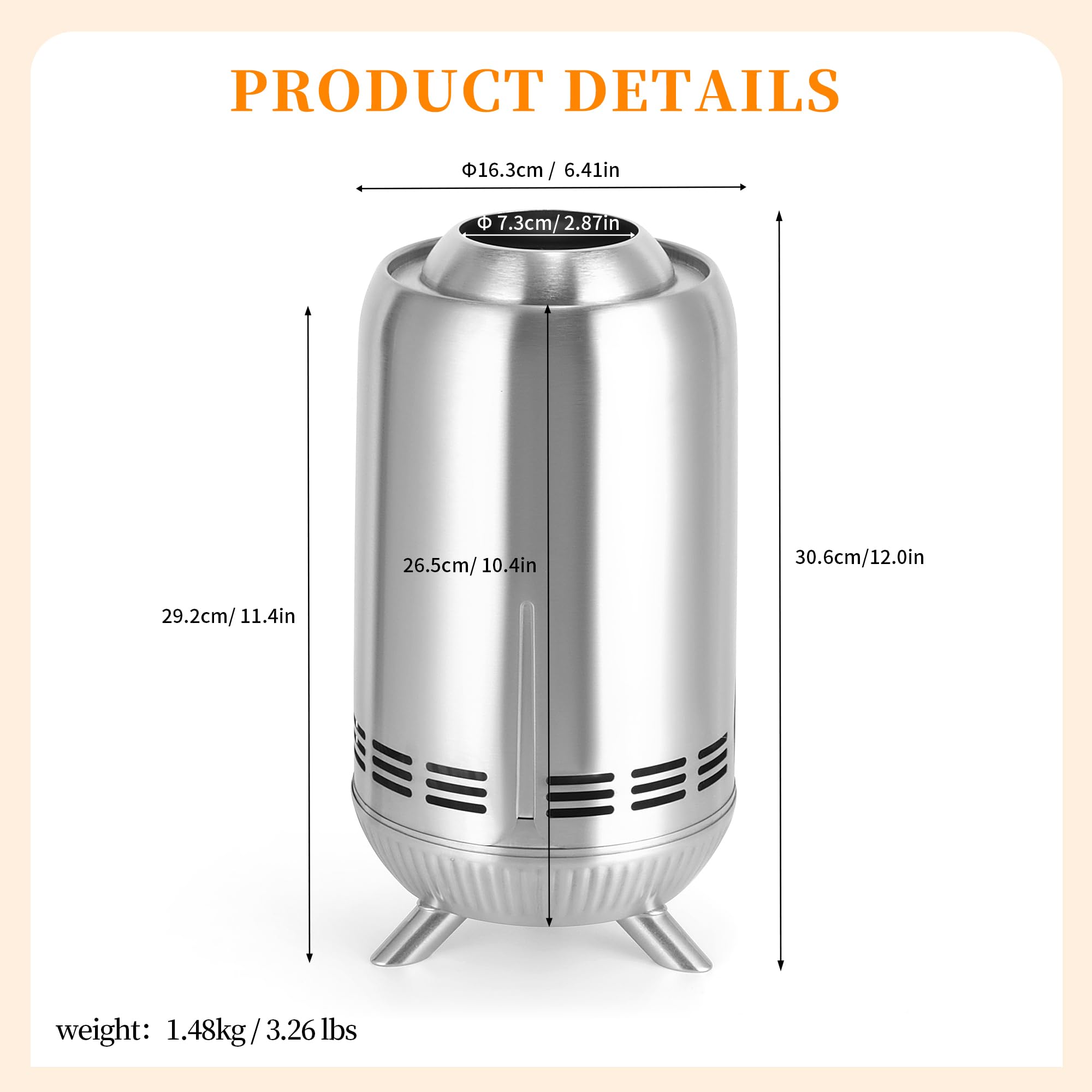 XL Tabletop Fire Pit, Stainless Steel Outdoor Stove, Low Smoke Burning Portable fire pits Firepit Fueled by Pellets or Wood - Image 3