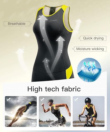 Miniatura 24 de Traje de triatlón de una pieza sin mangas para mujer, acolchado de secado rápido, adelgazante, para correr, nadar, ciclismo Negro/Rosa Rojo