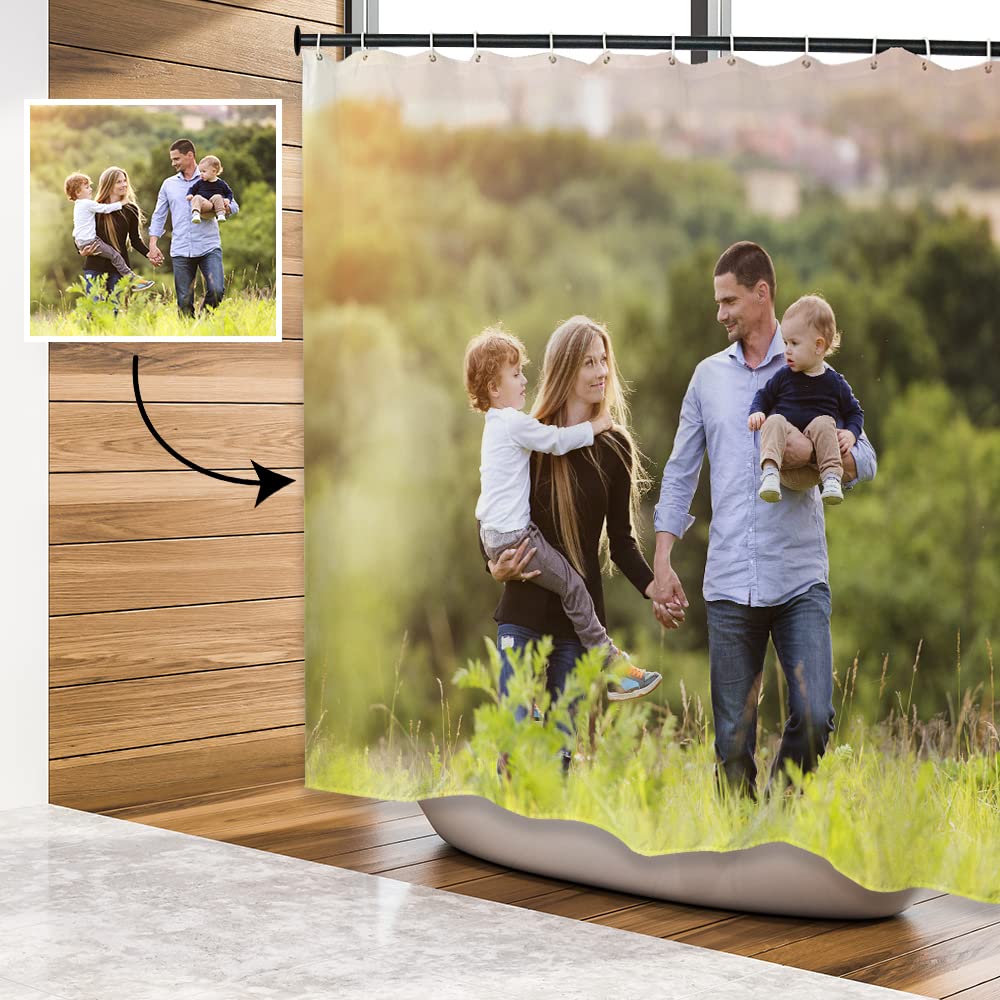 LilyCat Custom Image Bathroom Shower Curtain 72Wx72L Inch, Personalized Photo Waterproof Bath Décor, Design Your Own Memory