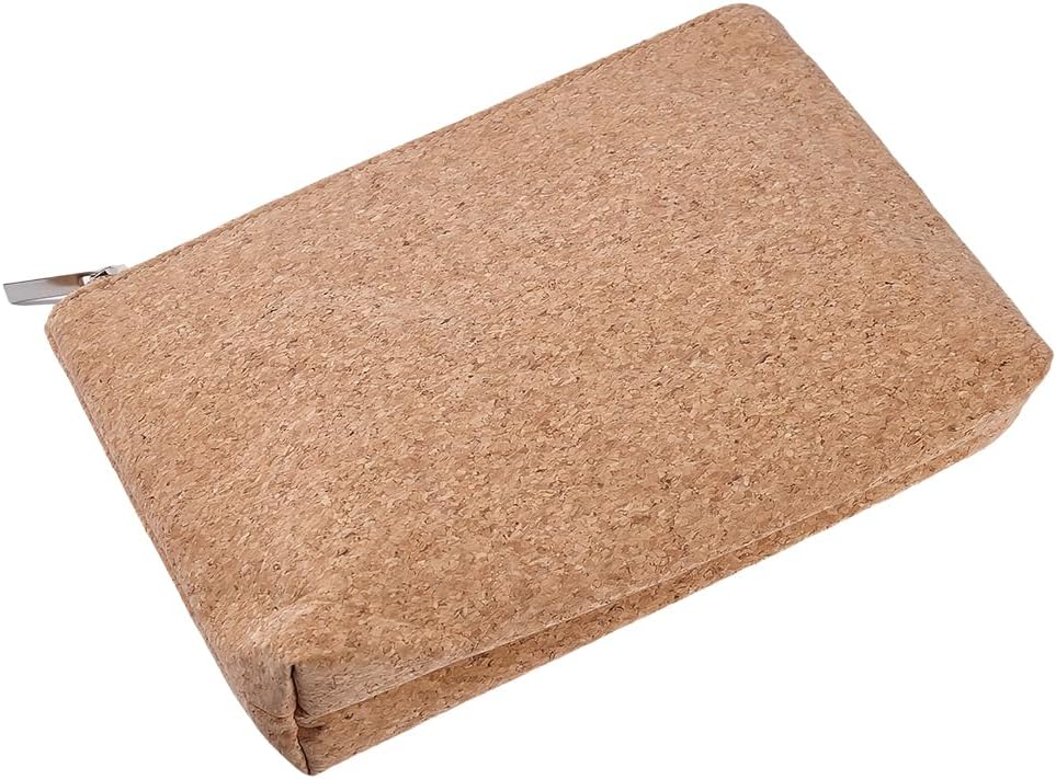GORGECRAFT Cork Cosmetic Bag Makeup Case with Zipper Travel Cork Clutch Vegan Bag Sustainable Small Wallet Pouch Cosmetic Toiletry Organizer for Purse Make up Brushes Lipstick Daily Use 6.5 x 9.5 inch