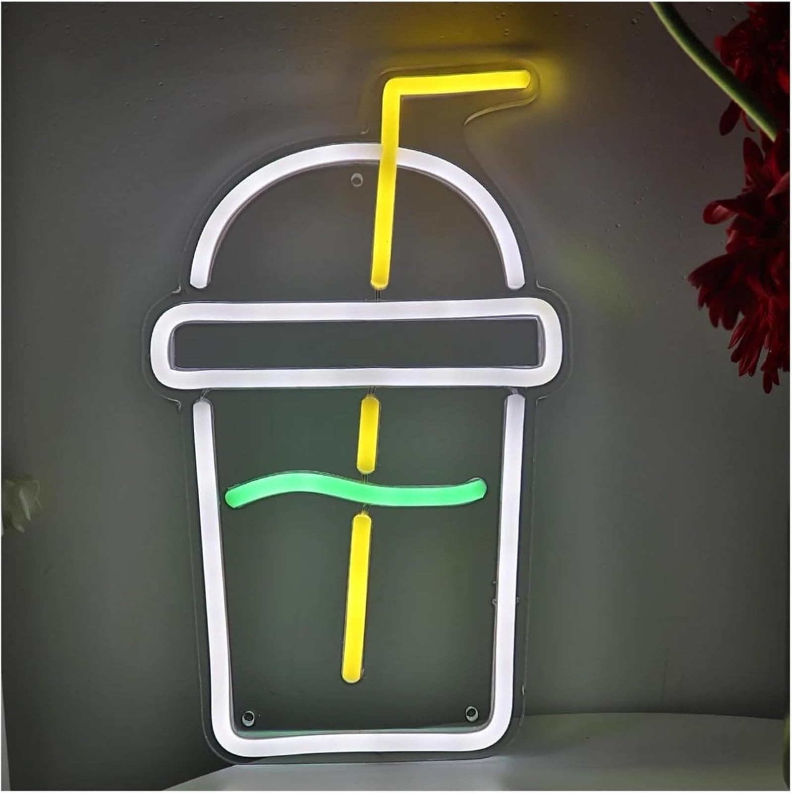 Enseigne lumineuse au néon LED murale tasse de boisson finition soignée