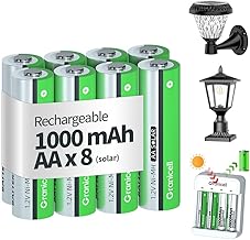 Granicell Rechargeable AA batteries, pack of 8, 1.2 V NI-MH 1000 mAh, pre-charged double A batteries with high capacity, ideal for solar lights, fairy lights and household appliances