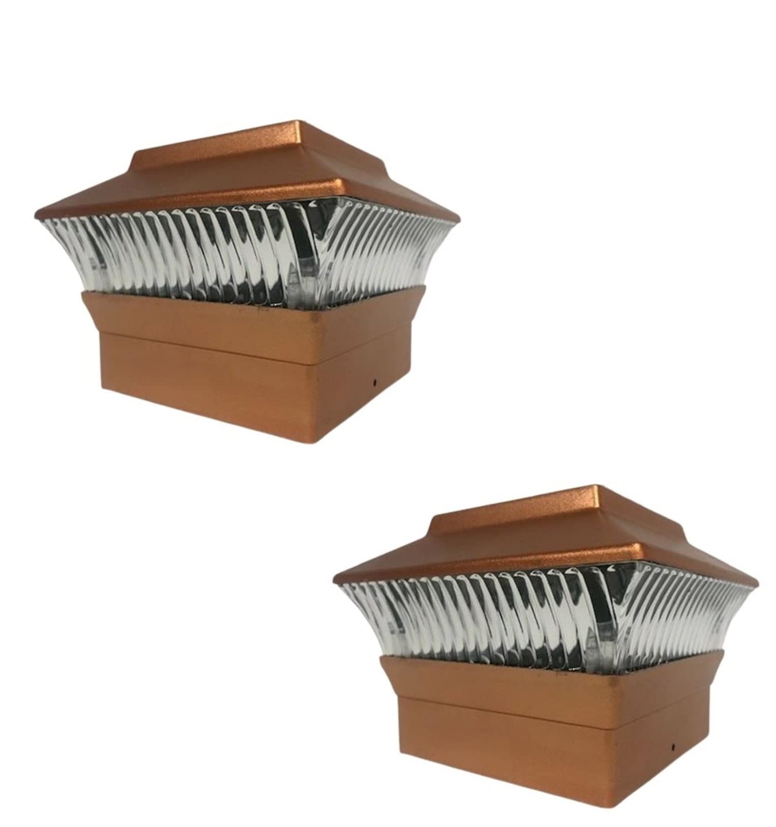 Starry Illuminate 2 Pcs 4x4 Solar Copper Color Square PVC Post Fence Cap Lights