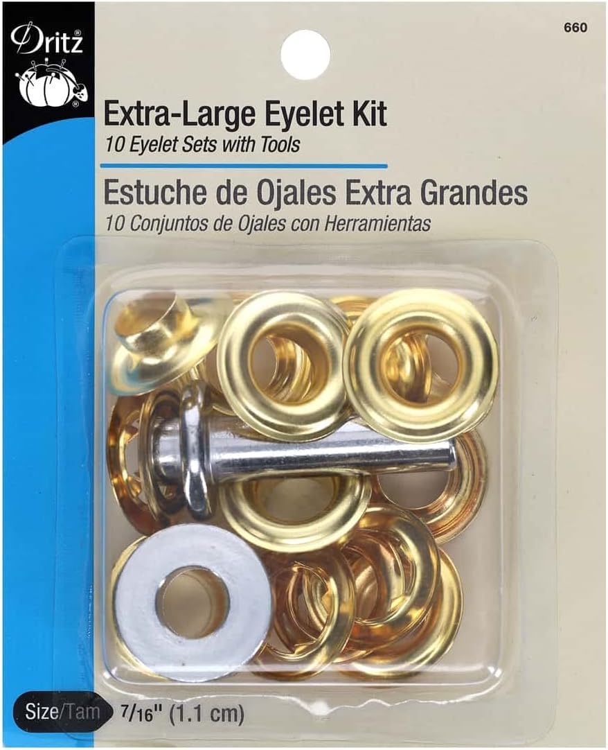 660 Extra-Large Eyelet Kit with Tool, Brass, 7/16-Inch 10-Count