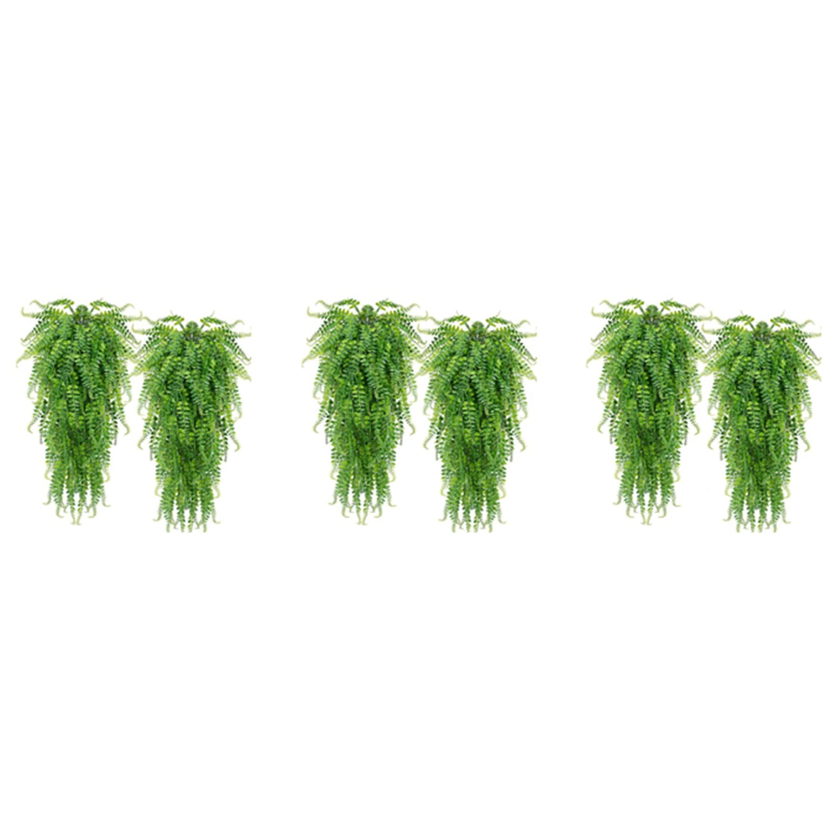 Hndhbfgrt 6 Pcs Artificial Hanging Ferns Plants Vine Fake Ivy Boston Fern Hanging Plant Outdoor UV Plastic Plants