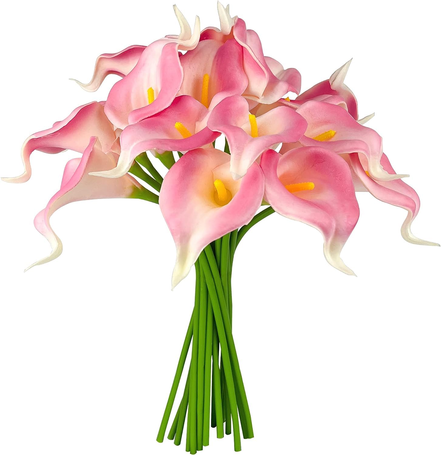 5 pcs Calla Lily Artificial Flowers real touch Large Fake Floral Silk calla lilies Bouquet with Long Stem for Wedding Bride Party Centerpieces Home Kitchen Decor (pink)