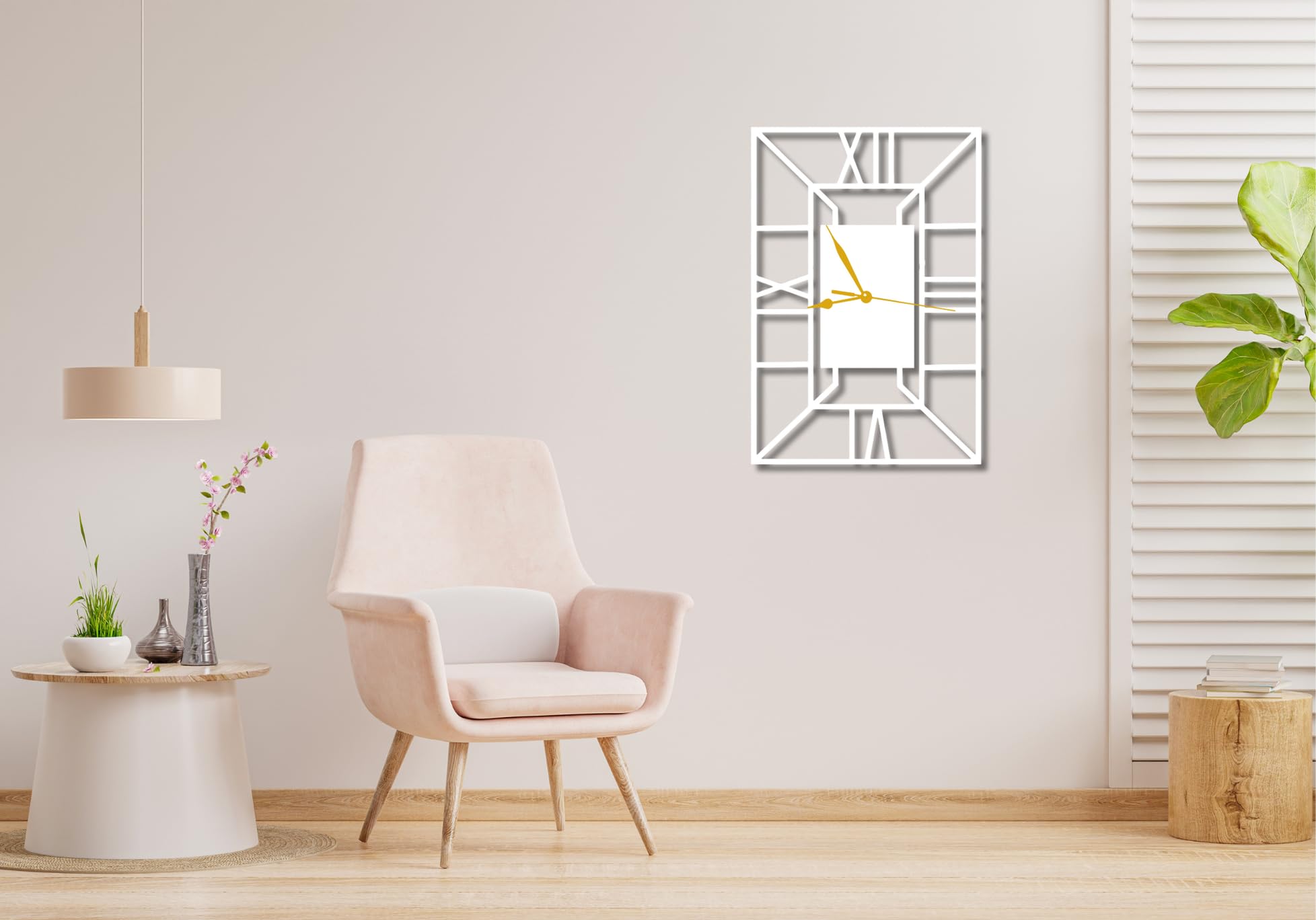 Ventuos® Modern & Stylish Metal Wall Clock for Living Room, Bedroom, School, Office, Kitchen & Bar Designer Wall Watch for Home and Hall (2 Hands Free) - - Rectangle Roman (White-50 Cm (20 Inch)) 2
