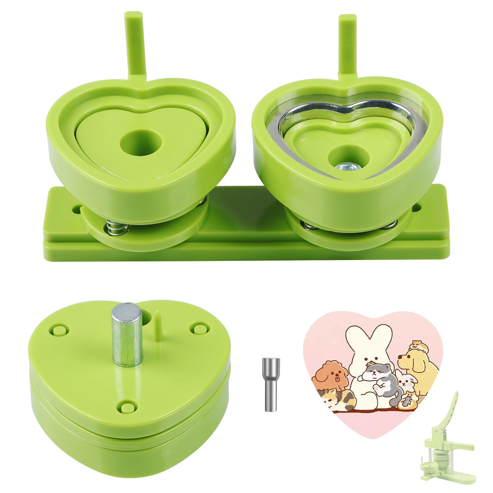MK.Bear Button Maker Plastic Mold, Heart Shaped, Interchangeable, Suitable for Slide Button Press Machines, Pin Maker, 1 Piece