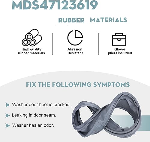 Miniatura 5 de MDS47123619 Junta de puerta de arandela de repuesto para junta de puerta de lavadora de carga frontal Lg Junta de arranque WM3270CW00, WM3670HWA,