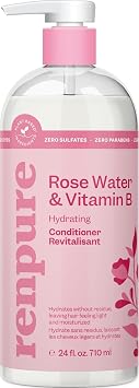 Renpure Rose Water Conditioner, 710ml, Plant Based Beauty, Soothes Scalp, Hydrates Hair, Nourishes, Free of Chemicals, For Women | Gently conditions and softens strands while locking in hydration for smoother, shinier and healthier-looking hair
