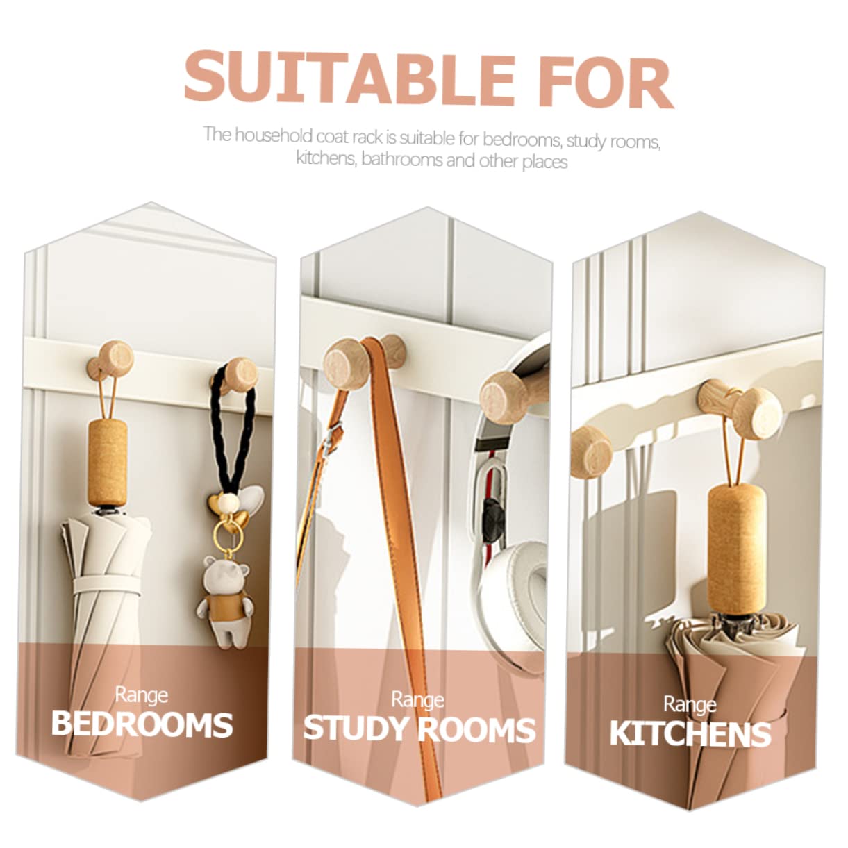 Homoyoyo Gancho para Puerta sin Taladrar, Colgador de Madera Blanco 7 Ganchos, Práctico y Ahorra Espacio para Dormitorio y Baño