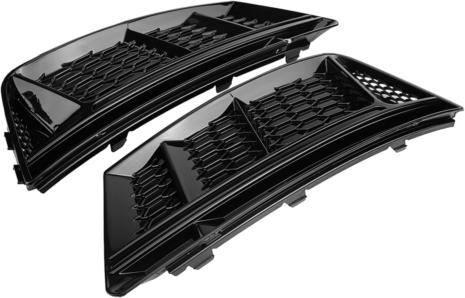 Front Bumper Fog Light Grilles, Acouto Front Bumper Fog Light Grill for B9 2017-2018 2pcs for S4 Glossy Black Front Bumper Fog Light Lamp Mesh Grilles Covers, for Standard Bumpers Only