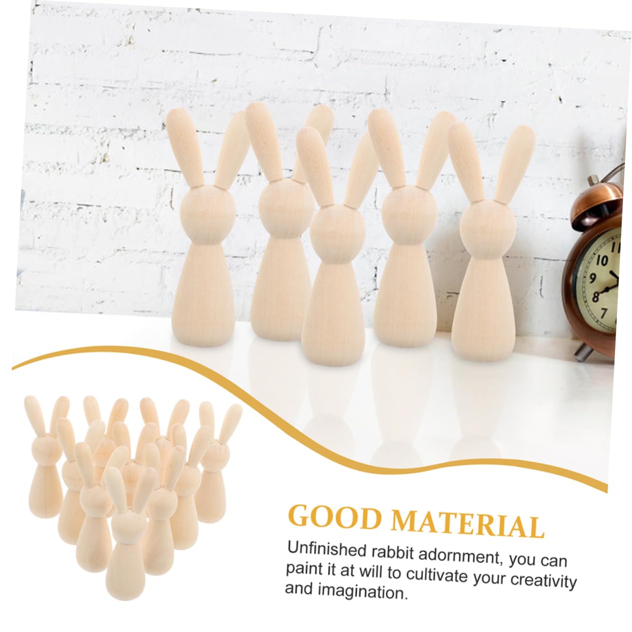 SHINEOFI 4 Juegos Títere De Conejito Figura De Conejo Diy Conejos De Bricolaje Decoraciones De Mesa Bricolaje Y Manualidades Suministros De Bricolaje Para Niños De Madera 12 Uds * 4