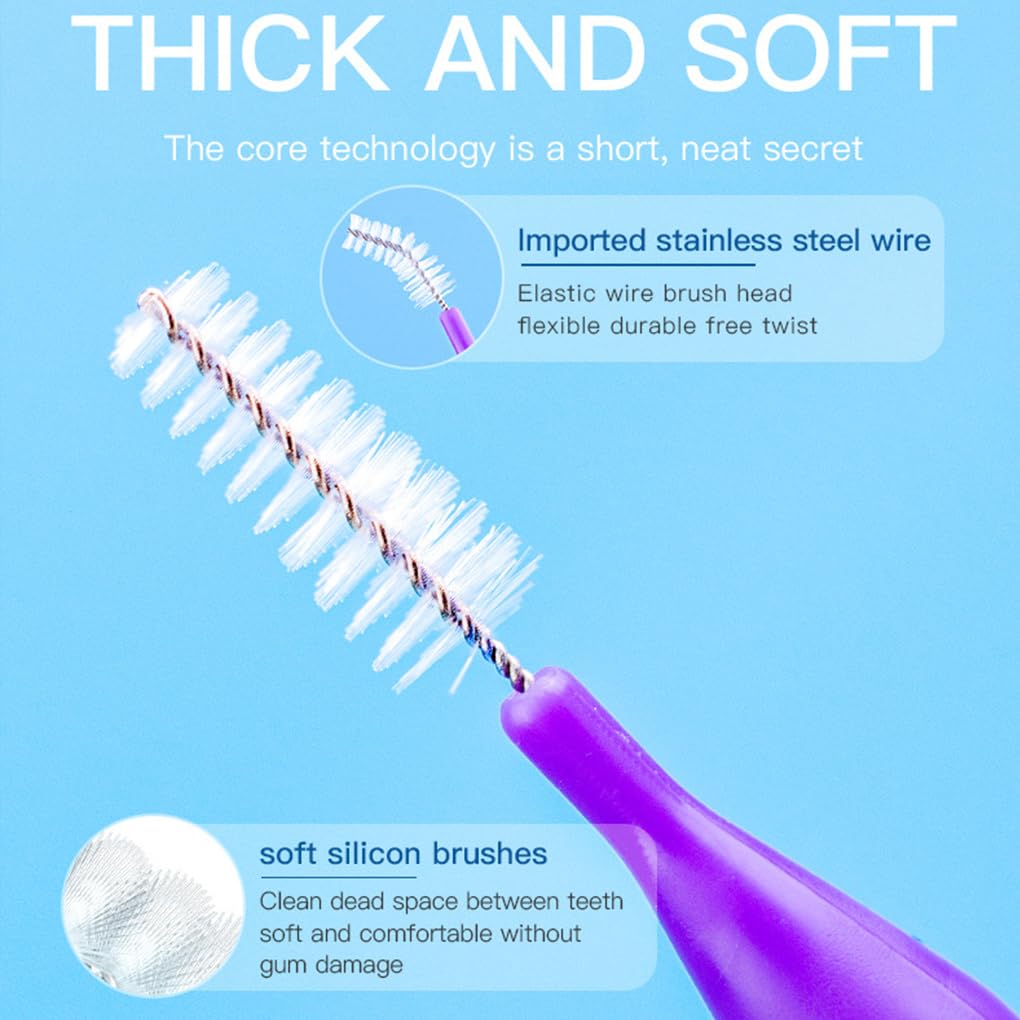 Zahnzwischenraumbürsten, geschmeidige Push-Pull-Kunststoff-Zahnbürsten, Handheld, Mundhygiene-Werkzeug, Haushalt, Reisen, Gelb, 0,4 mm, 5 Stück