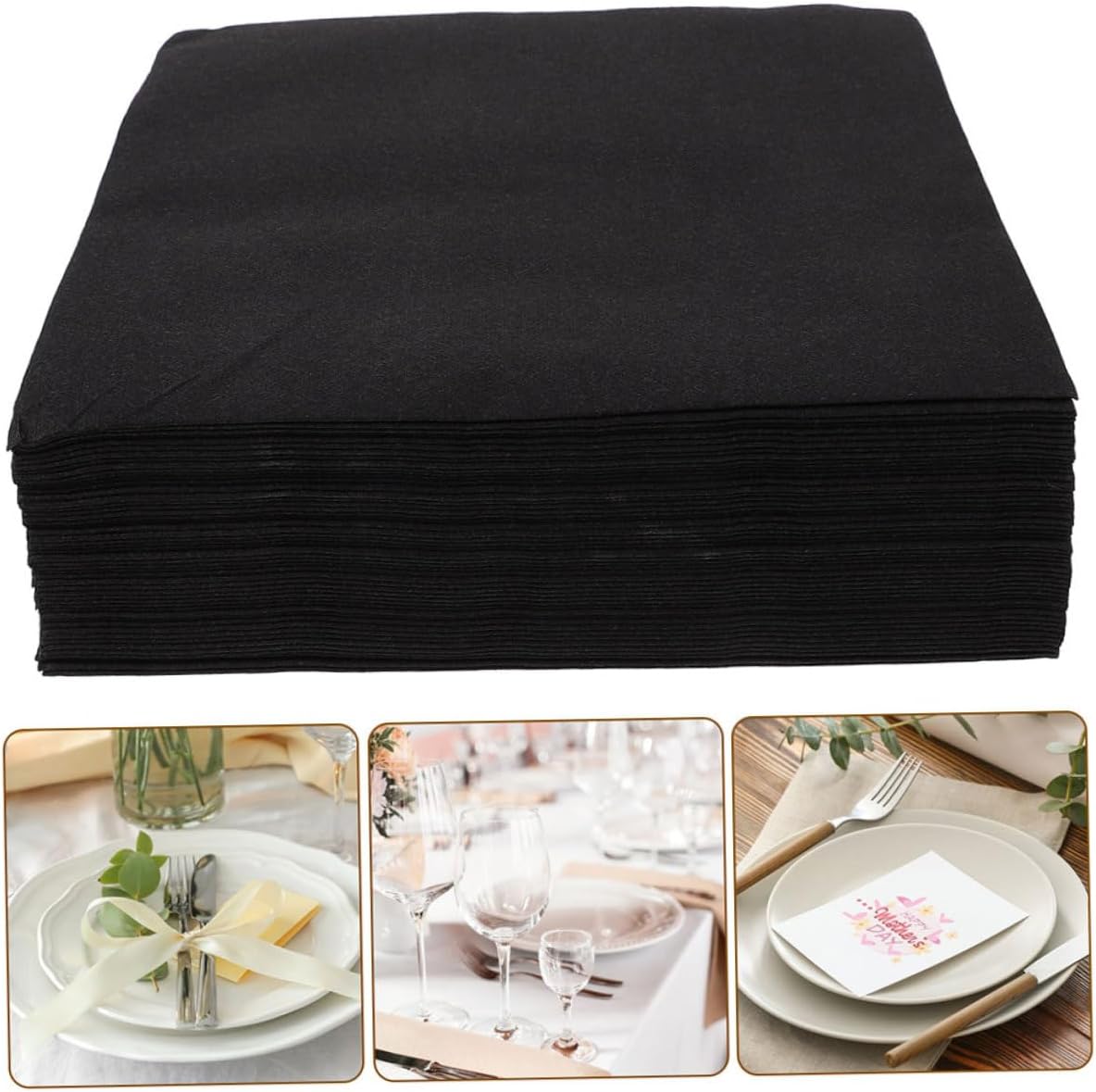 Uonlytech Disposable Black Dinner Napkins 100pcs Thick Paper Napkins Soft Absorbent Hotel Table for Wedding Party Banquets and Holiday Events