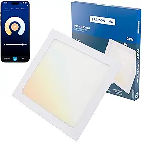 Tramontina Plafon Smart LED Quadrado de Embutir 24W Inteligente Wi-Fi + Bluetooth e função de geolocalização - Compatível com Alexa e Google Assistente