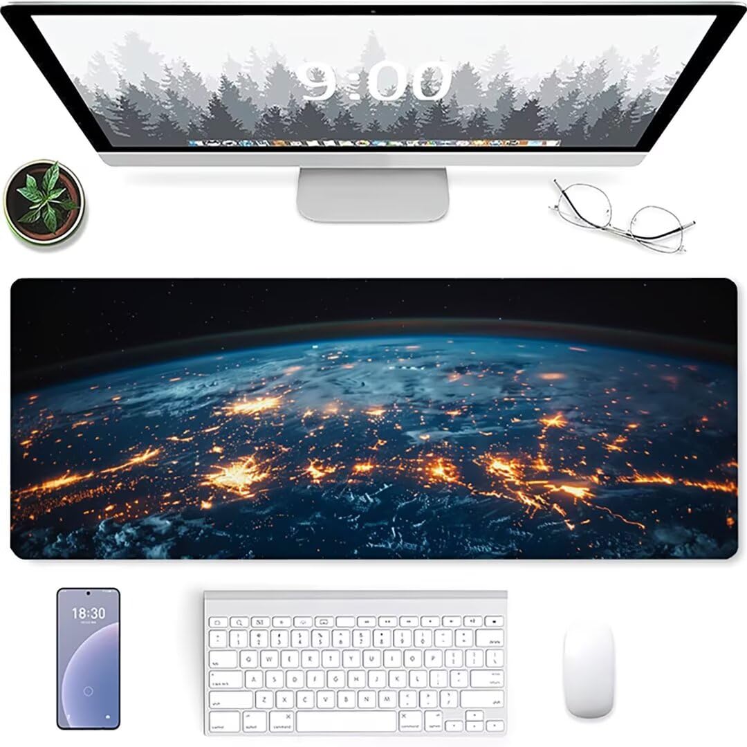 Excel Shortcut-Tasten-Mauspad - erweitertes großes 1200 x 600mm XL-Spickzettel-Gaming-Mauspad | PC-Büro-Tabellenkalkulation-Tastaturmatte | rutschfeste genähte Kante Blau Mond