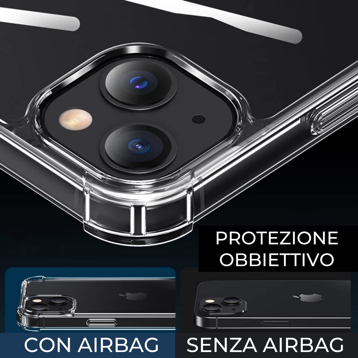 Custodia Soft Armor Per IPhone 13 (6,1'') – Angoli Rinforzati Anti-Caduta, TPU 1,5 Mm Sottile, Protezione Fotocamera, Trasparente - 4