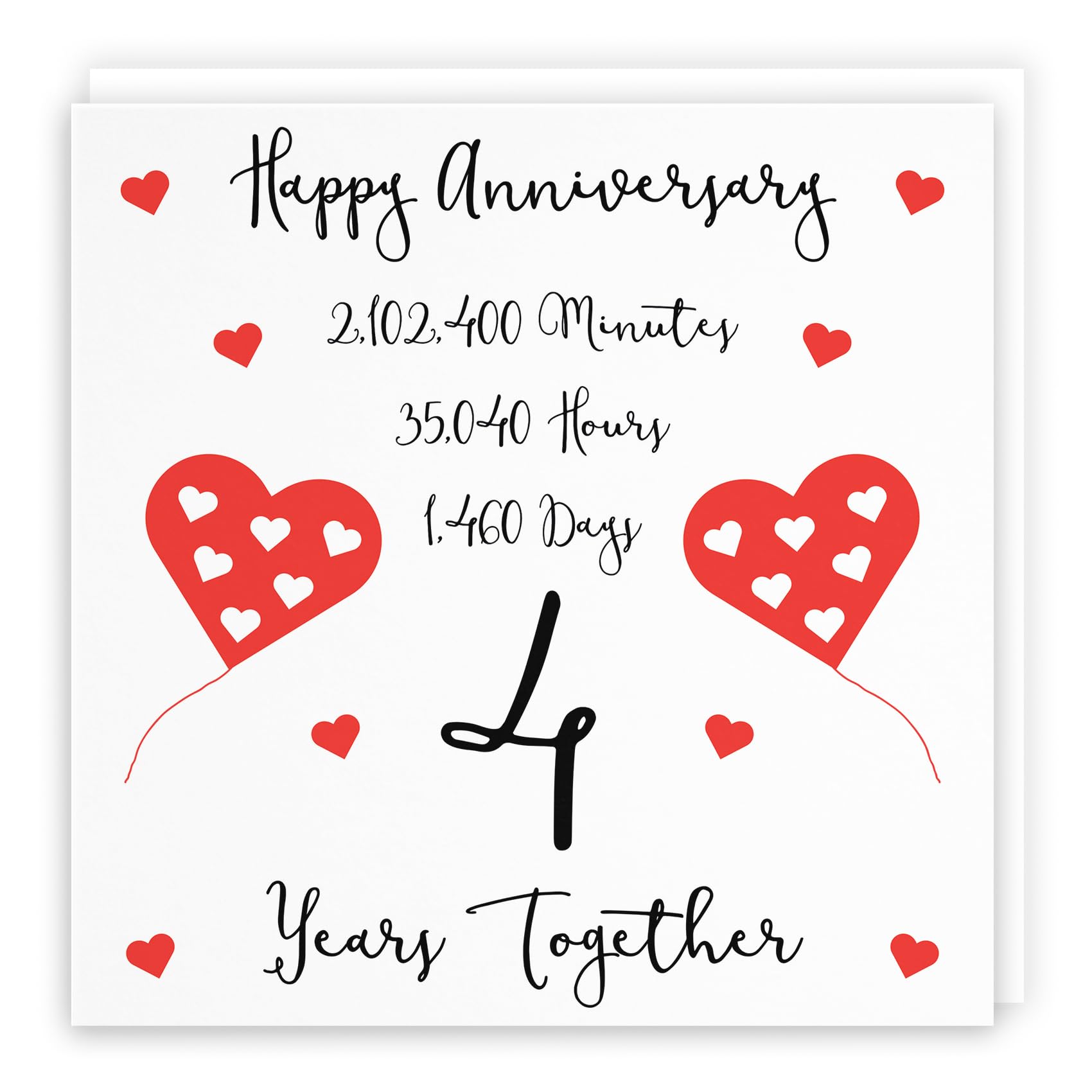 Hunts England - 4th Wedding Anniversary Card - 4 Years Together - Happy Anniversary - Timeless Collection - Cute Fun Card