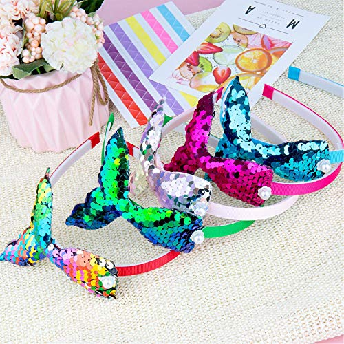Meisjes Zeemeermin Hoofdbanden 30 Pcs Girls Mermaid Headbands Hoofdband Met Lovertjes Sequin Headband Mermaid Tail… - Image 6