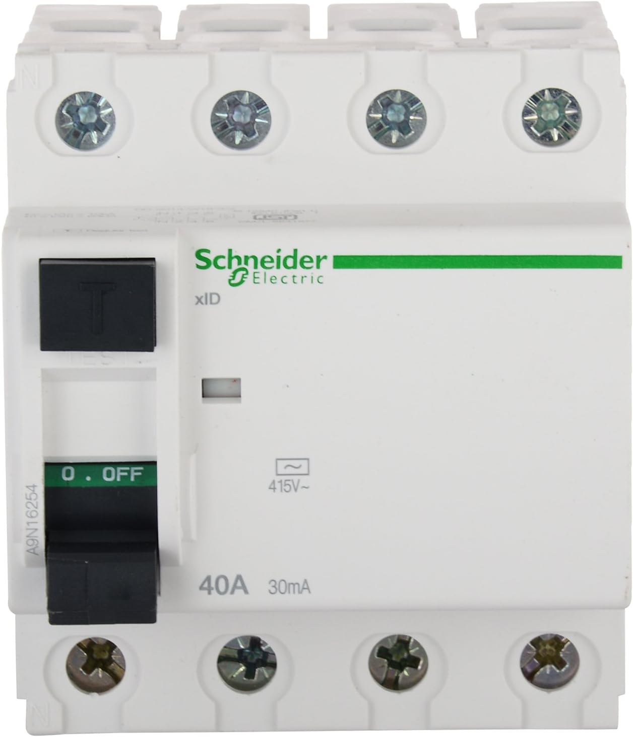 Schneider Electric polycarbonate Acti 9 Rccb, 40-A, 4-Pole, 30Ma (White), Standard (FE_A9N16254)