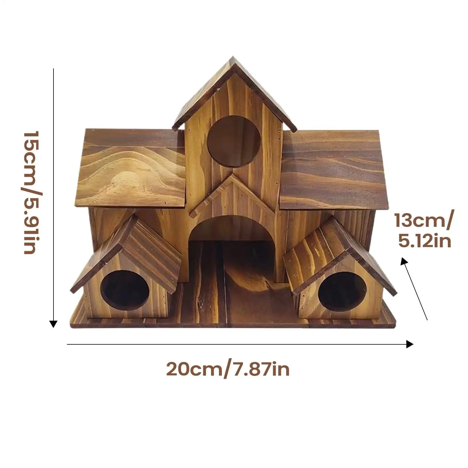 Casita pajaros Exterior Pajarera de Madera rústica Decorativa al Aire Libre con múltiples Agujeros, cabaña for Mascotas, Caja Nido for familias de pájaros