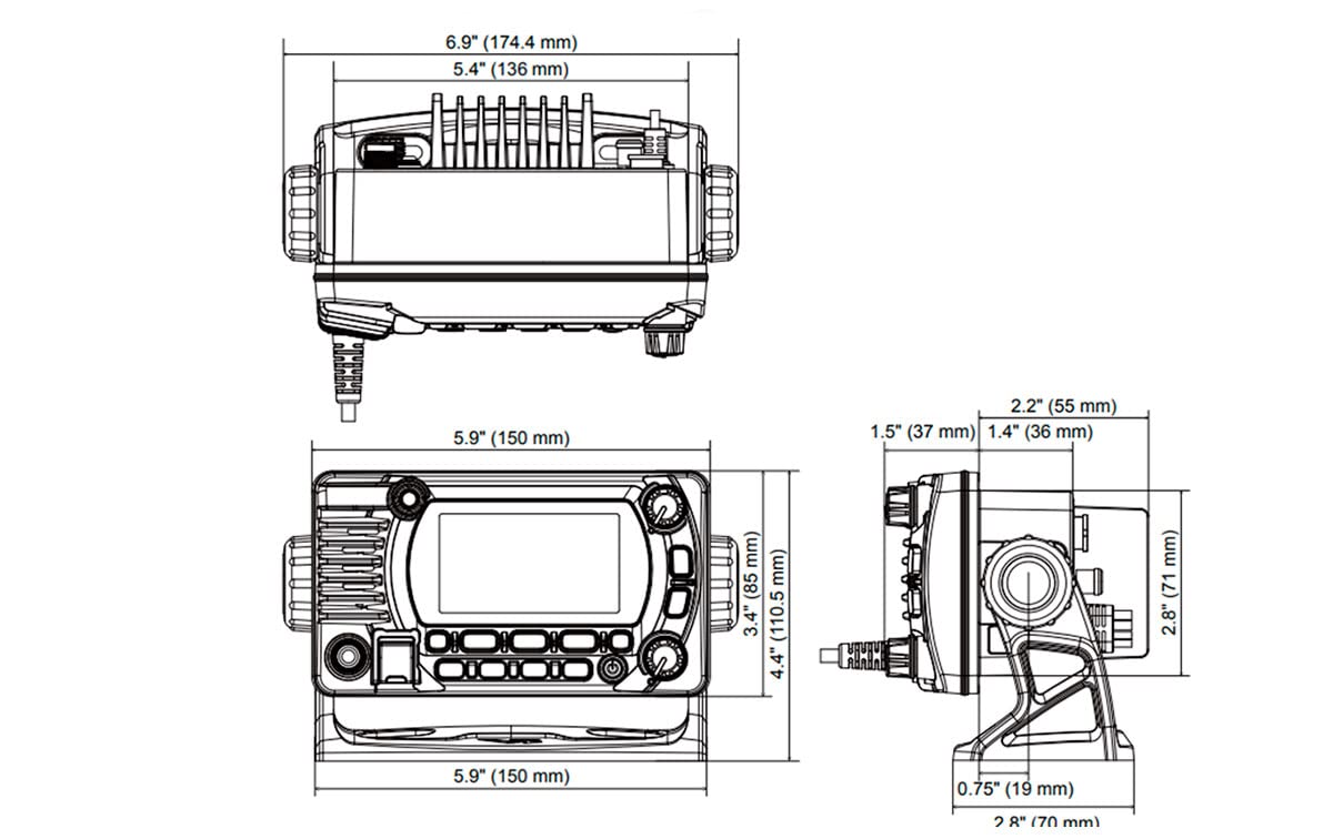 VHF DSC CLASE D MARCA STANDARD HORIZON MODELO GX1800GPS/E CON RECEPTOR GPS Y POSIBILIDAD DE SEGUNDA ESTACIÓN REMOTA