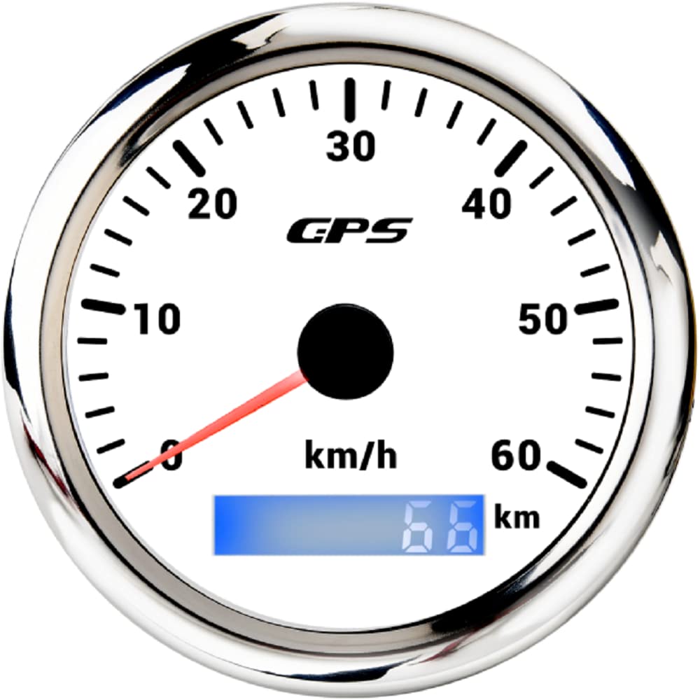 ELING 85 mm GPS Tachimetro 0–60 km/h con antenna GPS con retroilluminazione a 7 colori per trattori, navi, yacht