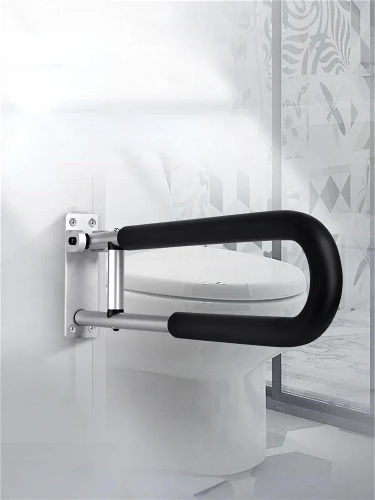 Barra Abatible Baño Barandilla de baño aleación aluminio, barras seguridad antideslizantes plegables, fácil instalación(1215A)