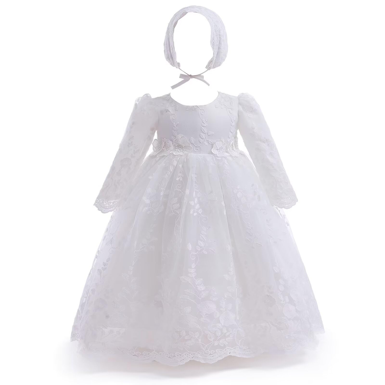 Baby Girl Taufkleid Lang Segenskleider Weiß Formale Brautkleider Besondere Anlässe Kleid für Neugeborene