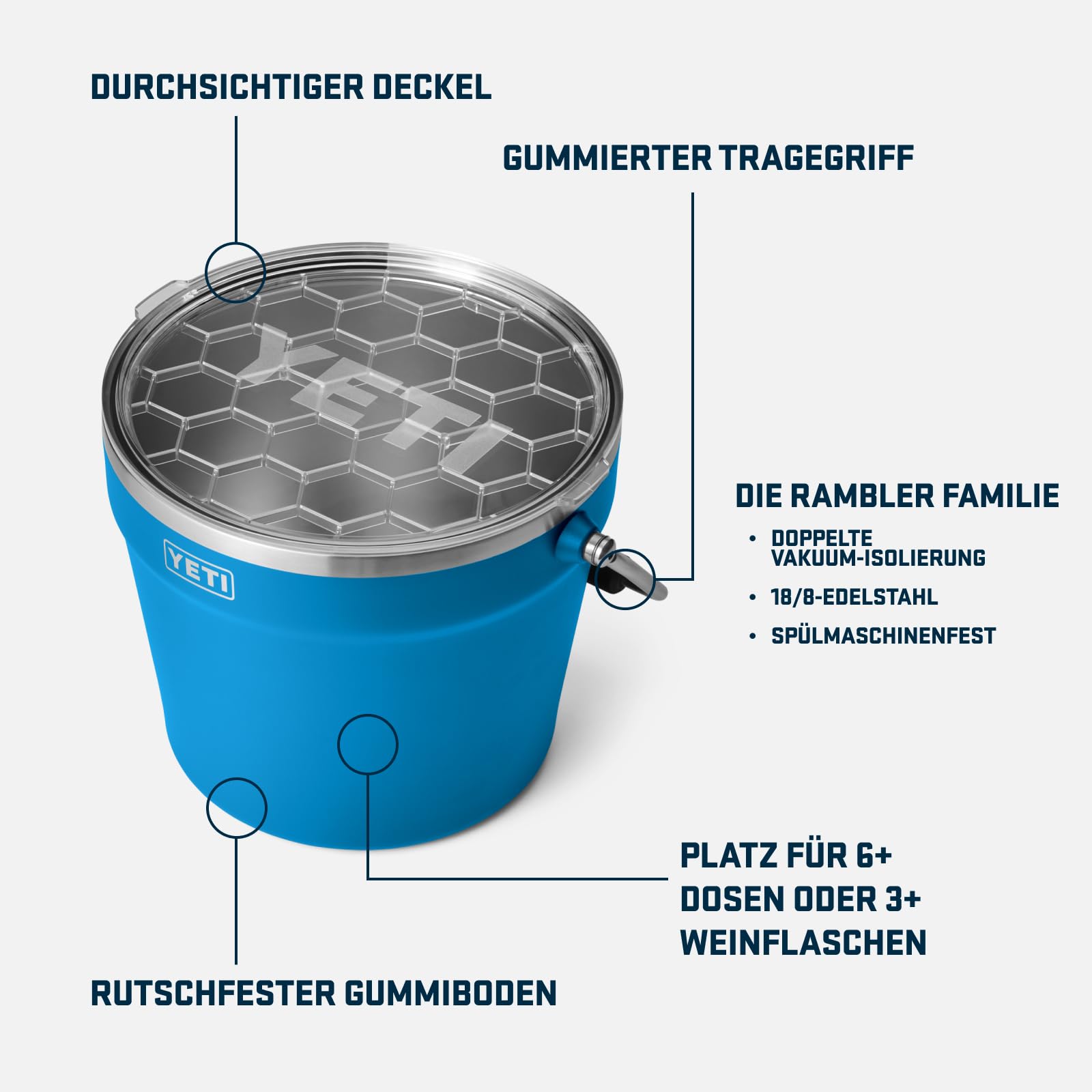 YETI Rambler Getränkekübel Mit Deckel, Key Lime, 7.6 L