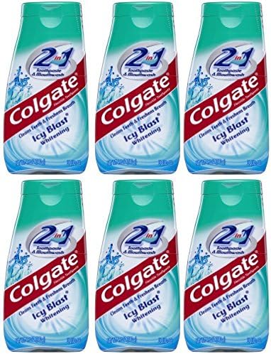 Colgate 2 in 1 Toothpaste Mouthwash Whitening 4.6 Tubes, Icy Blast, 27.6 Oz, Pack of 6