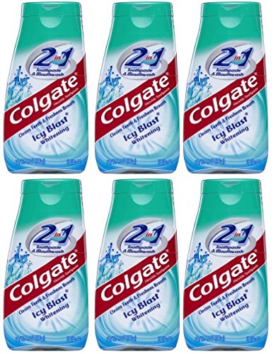 Colgate 2-in-1 Toothpaste & Mouthwash, Whitening Icy Blast, 4.6-Ounce Tubes (Pack of 6)