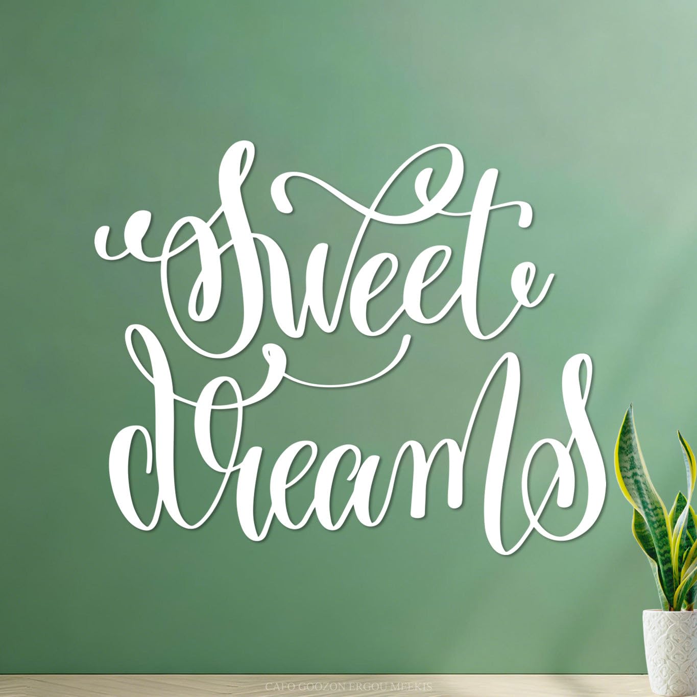 Sweet Dreams and Hand Lettering Wall Decals PVC 41x50.6cm Personalized Customization White