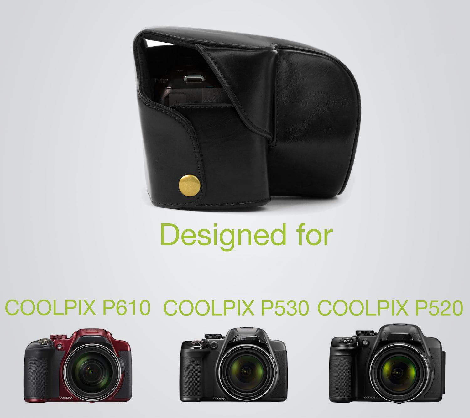 Amazon | MegaGear レザーカメラケース Nikon Coolpix P610, P530