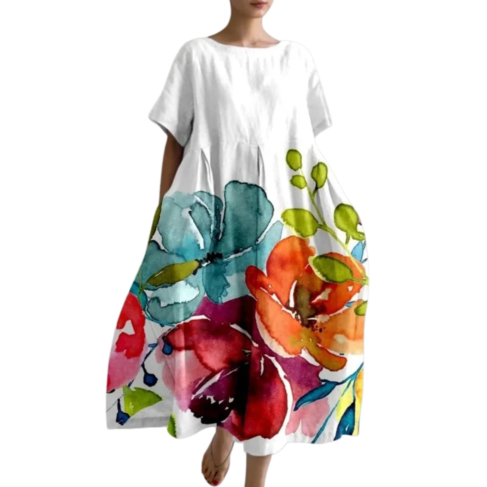 Estampado de Flores Vestido Femenino Cena de Amigas Fiesta Vestido de Noche Suelto