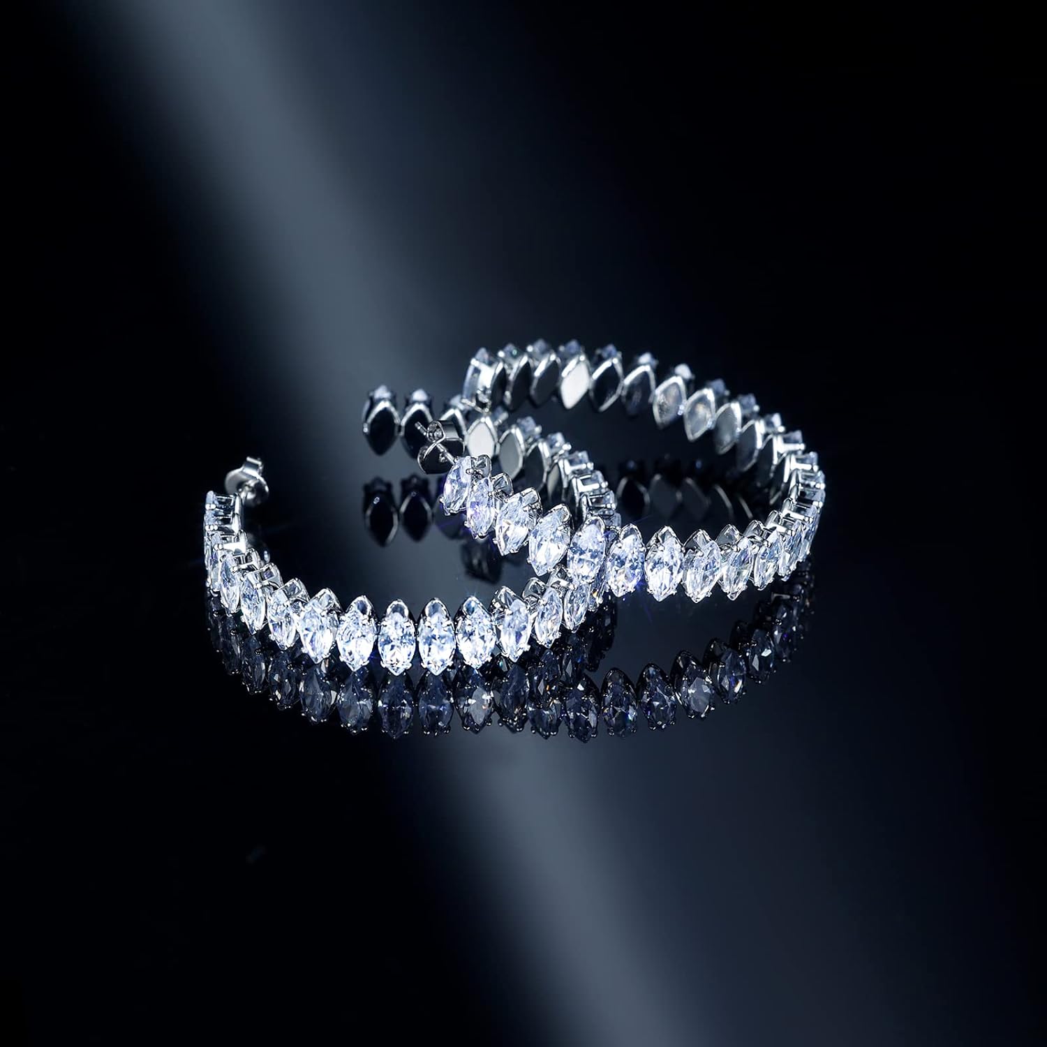 Large Rhinestone Hoop Earrings for Women: Hypoallergenic 14K Gold or White Gold Plated Thick Sparkling Crystal Big Silver Hoops Earrings for Woman Prom Party Favors or Daily Wear - Image 2