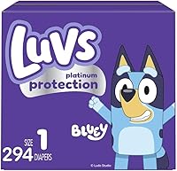 Luvs Platinum Protection Size 1 Bluey Baby Diapers, 294 Ct - 12Hr Triple Leakguard, Soft Hypoallergenic, Wetness Indicator