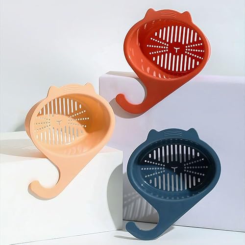 Miniatura 8 de Cesta de colador de cocina, bonita cesta de escurridor de cola de gato, gran capacidad, colador de lavado, cesta de drenaje con reposabrazos sobre