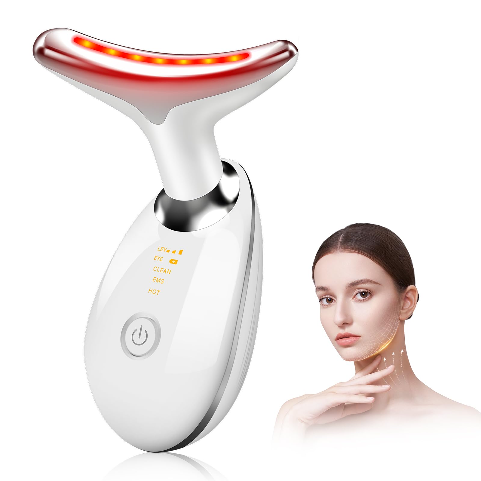 Quilted Northern Masajeador facial contra arrugas, dispositivo de belleza facial con 3 modos, masaje facial EMS, 45 ℃ en forma de V, dispositivo de belleza facial, dispositivo de elevación facial,