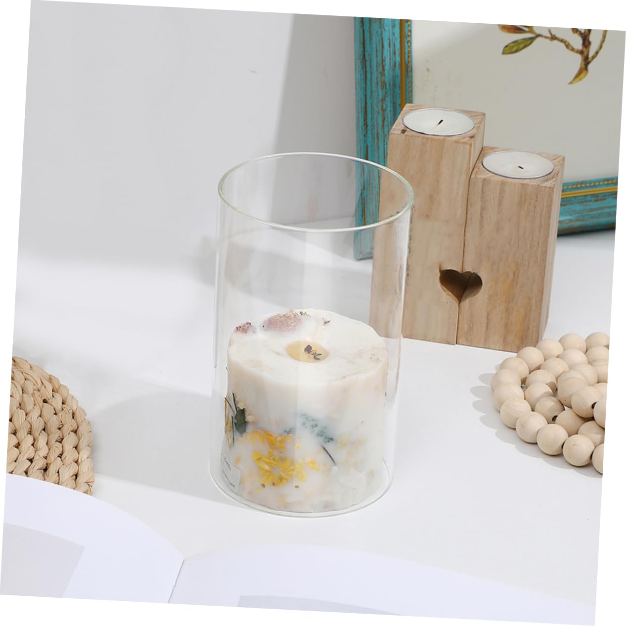 POPETPOP Pantalla Cilíndrica Acabado Pulido y Liso de Vidrio Transparente para Vela Cubierta Decorativa Antiviento para Decoración del Hogar y Proyectos DIY