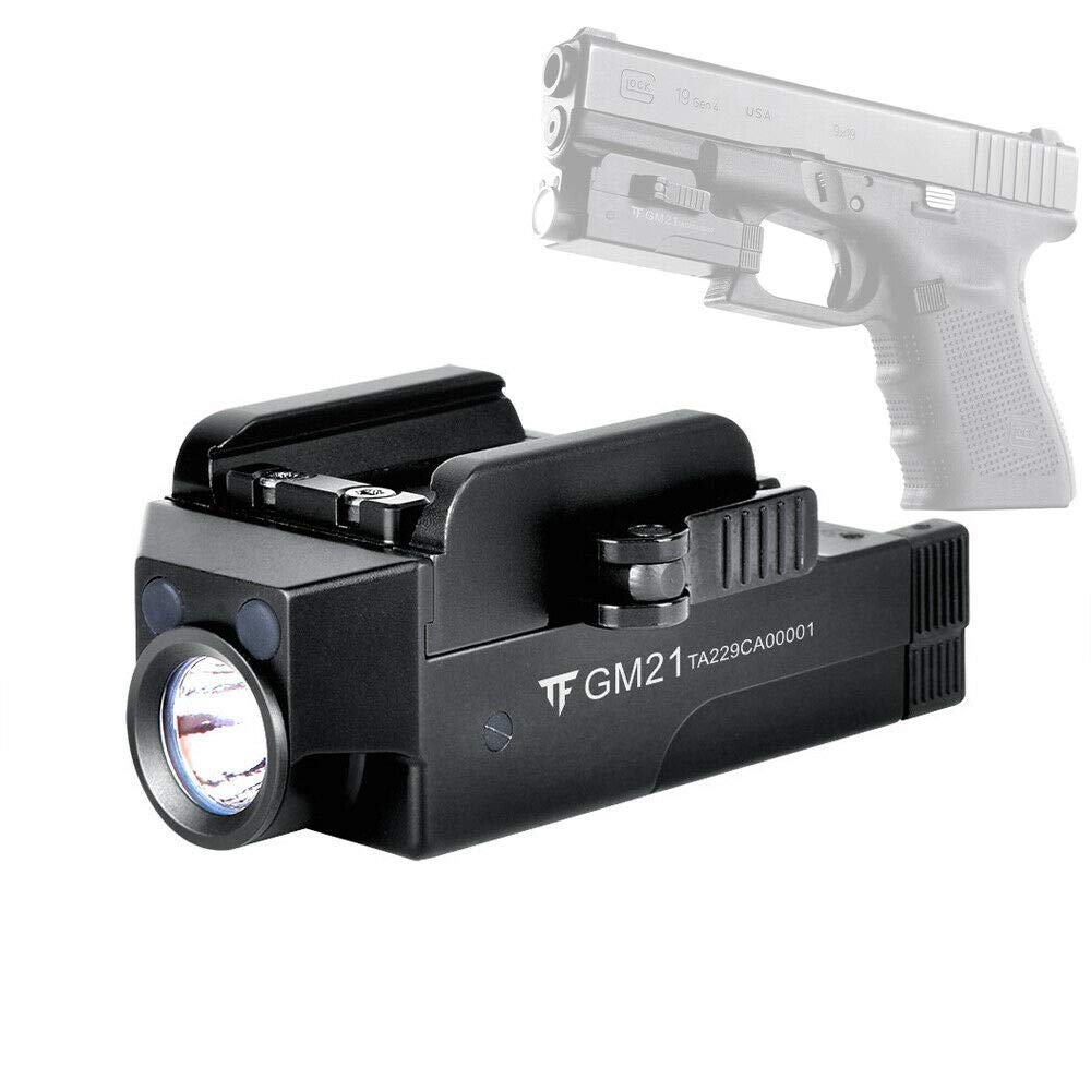 ArmorGuard Compact Tactical 510 Lumens Super Bright Led Rail Mount Flashlight Rechargable with Quick Release for use with Full Size Compact Pistol Fits Glock Sig Taurus Ruger Springfield H&K S&W M&P