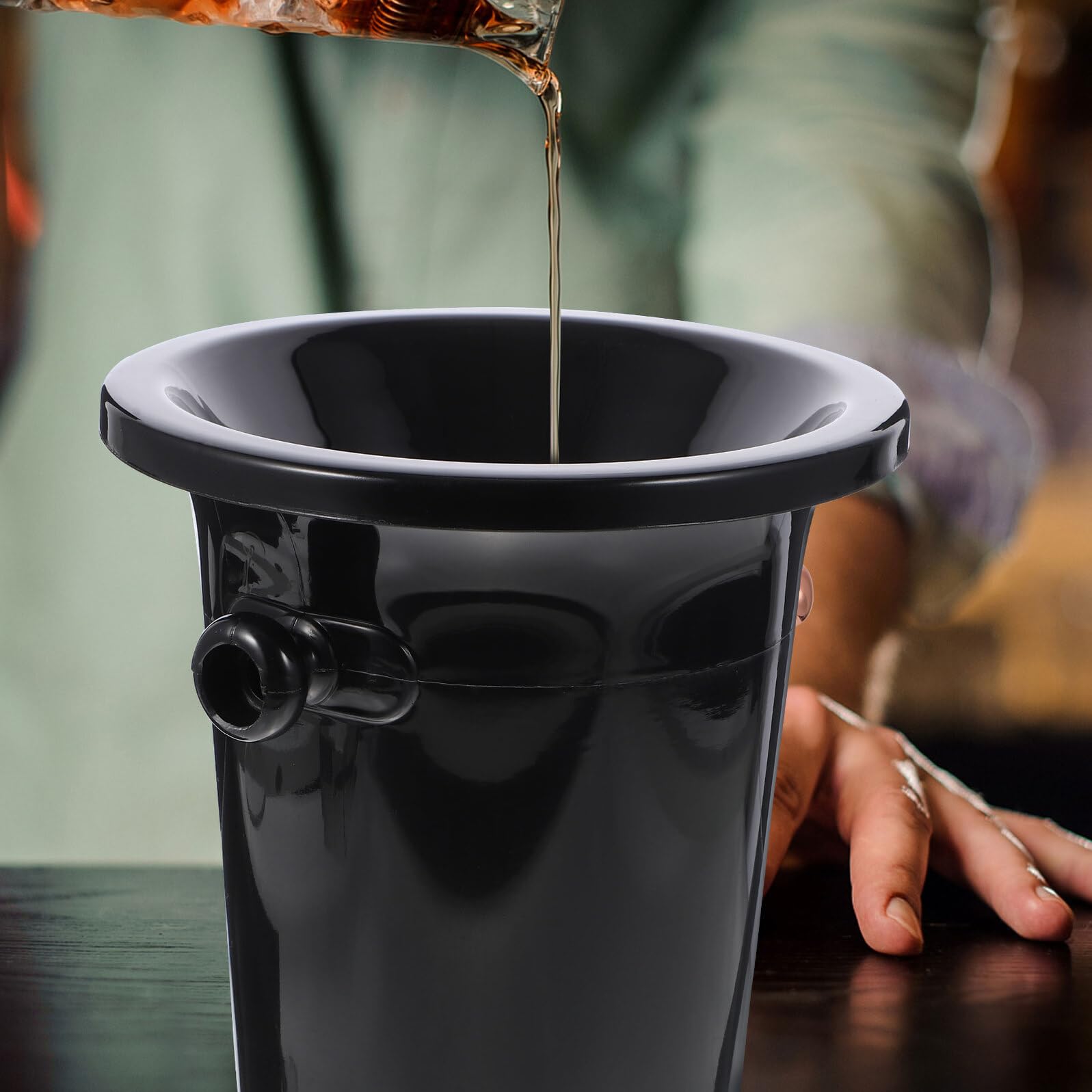 jojofuny Escupideras de Plástico Negras para Cata de Vino 3piezas Tapa, Cubo Grande para Hielo y Bebida en Fiestas y Tiendas Especializadas