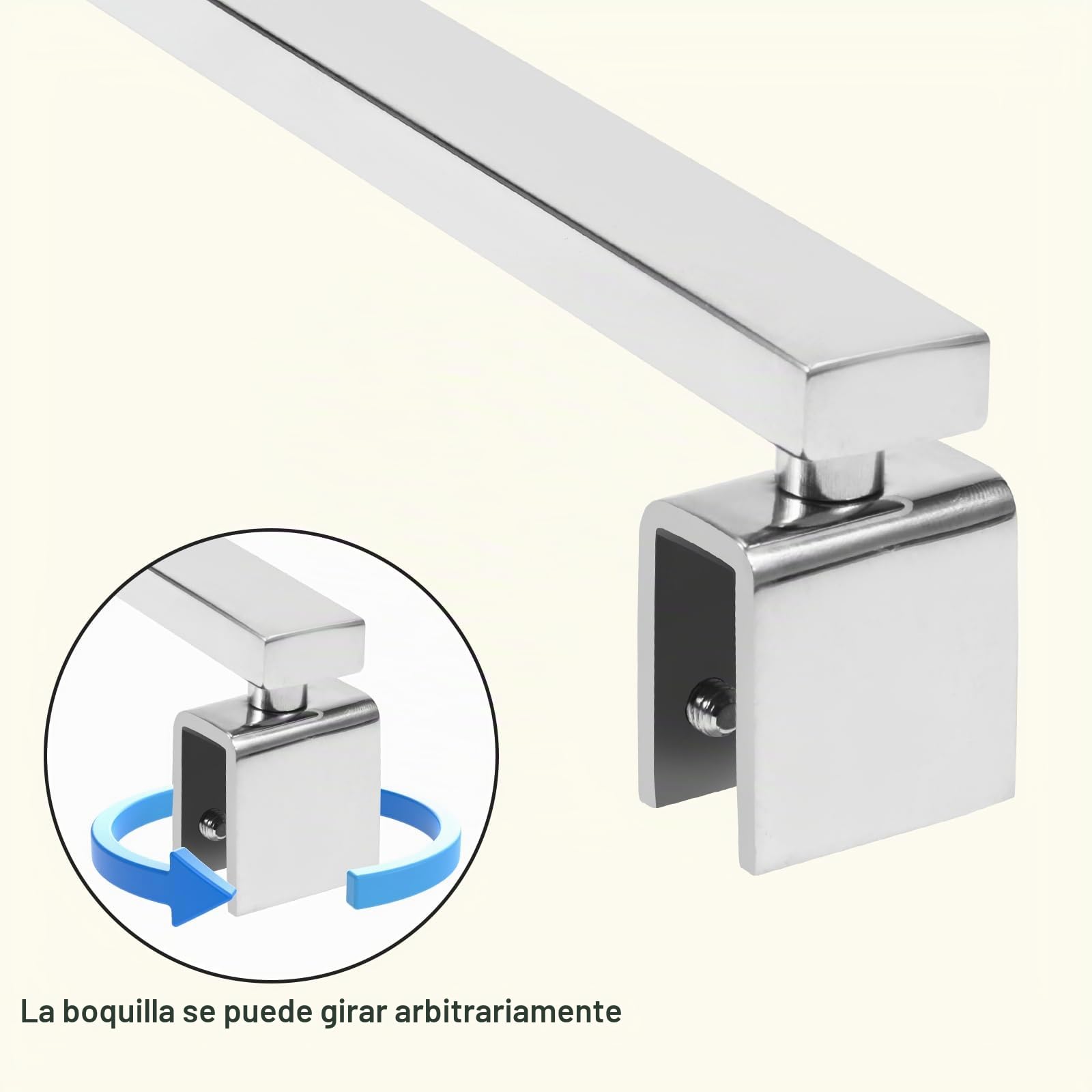 SVNR Barra de soporte telescópica ajustable de acero inoxidable para mampara de ducha, 700 mm-1200 mm, grosor de cristal de 6 a 10 mm (cuadrado plateado)