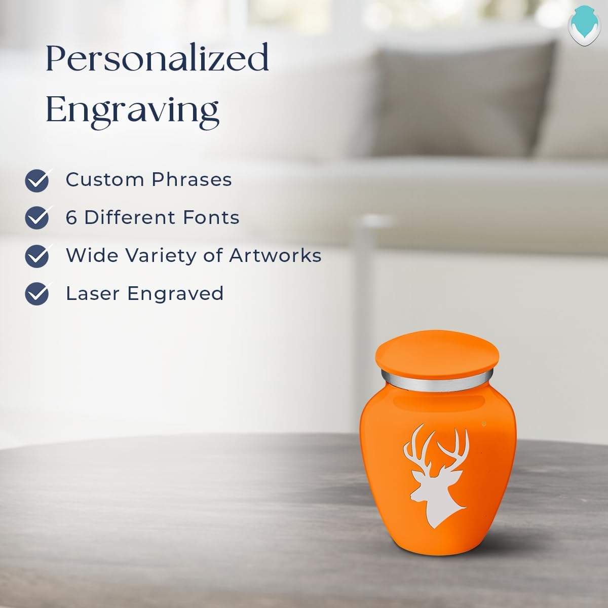 Geturns Embrace Keepsake Personalized Deer Cremation Urns for Human Ashes I Burnt Orange Funeral Urn for Men and Women with Double Side Engraving I 3.5 lbs