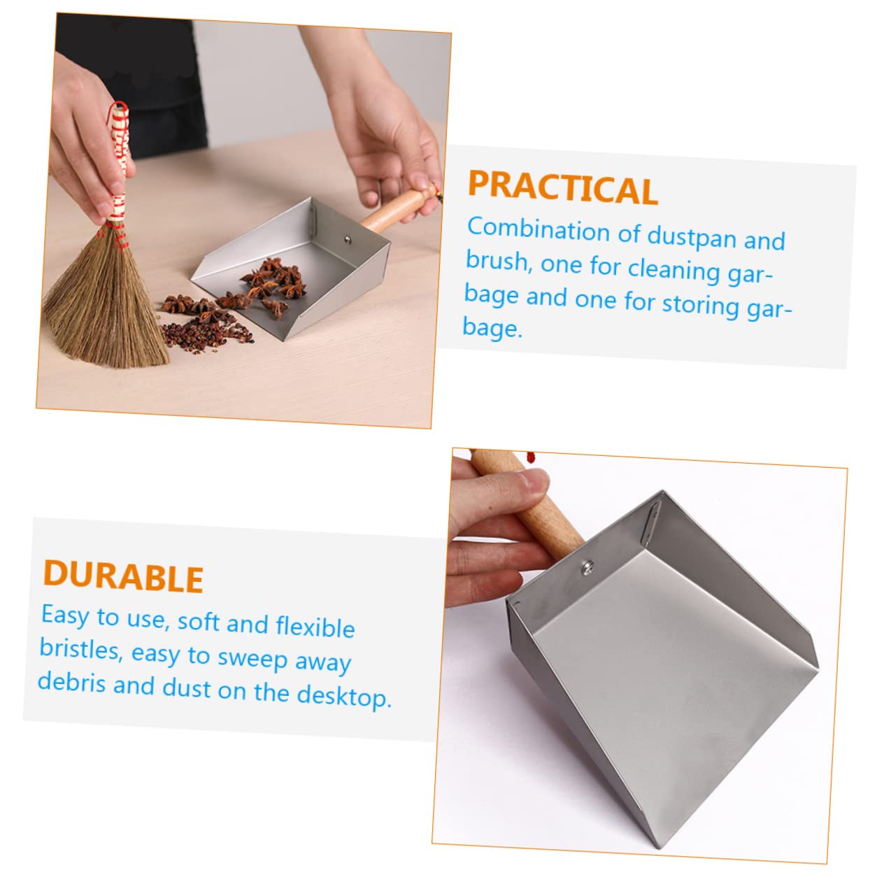 FOMIYES 1 Set Mini Broom Set Suit Small Pans with Brush Pet Hair Broom Table Cleaning Broom Mini Dustpan and Brush Micro Brush Swabs Portable Table Anti-Static Child Wooden Sweeping Brush