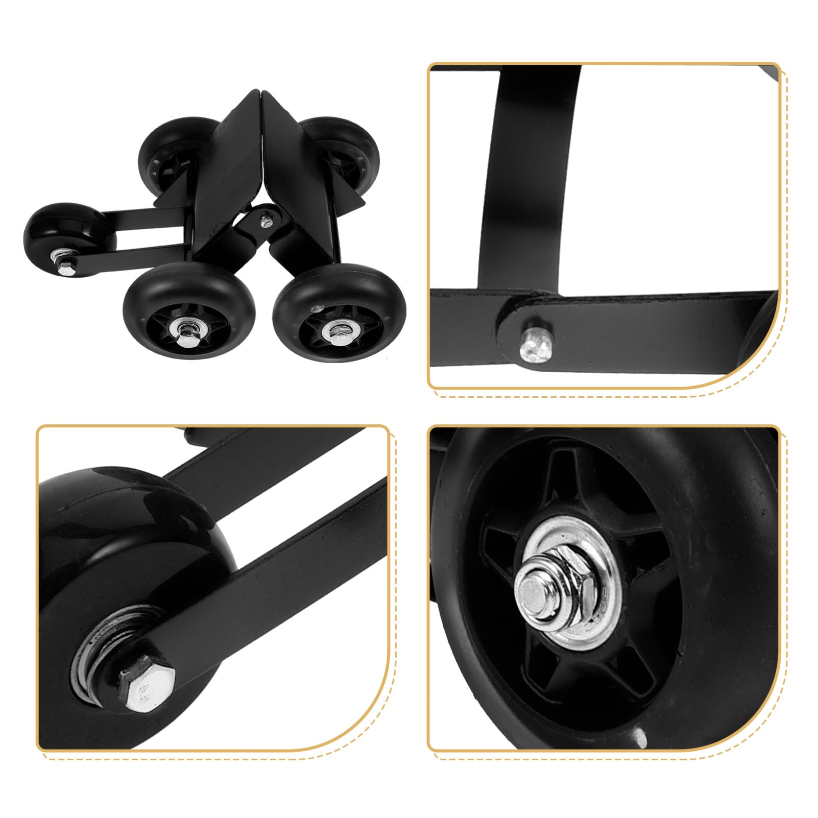 Chariot à Roue De Pneu De Moto Noir, Outil De Déplacement De Pneus D’Urgence, Rouleau Robuste Compatible Tricycle Électrique, Accessoire Dépannage Crevaison pour Motards Et Cyclistes
