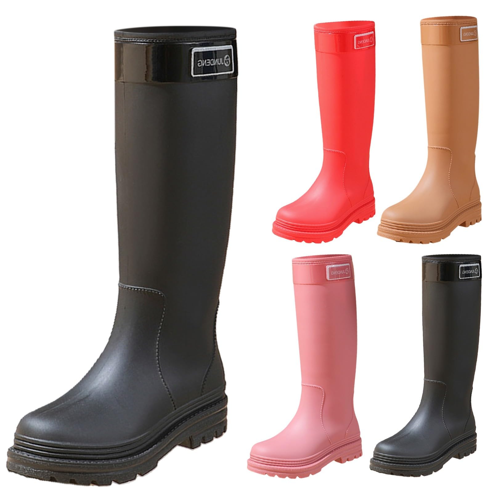 Bottes en caoutchouc pour femme - Multicolores - Antidérapantes - Pour l'extérieur - Bottes de pluie hautes - En caoutchouc - Légères - Bottes de pluie confortables
